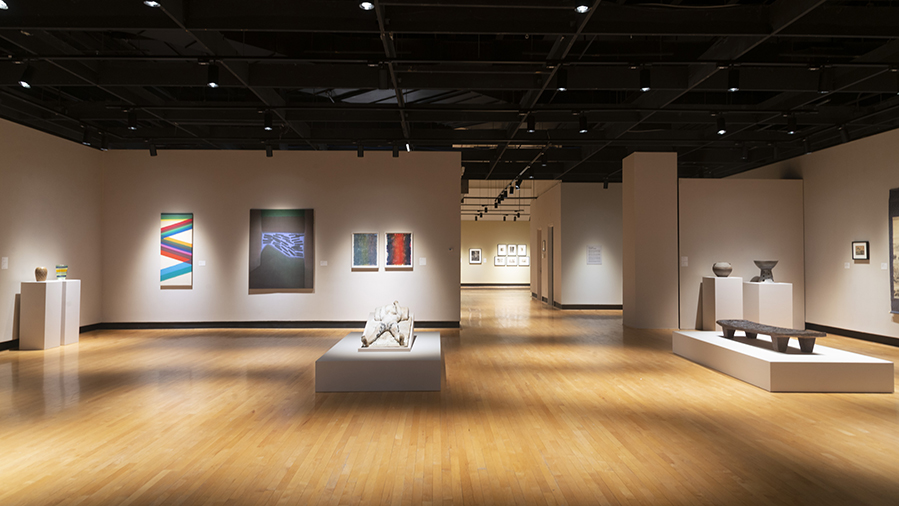 Installation view of the UMD Art Gallery Permanent Collection Gallery.